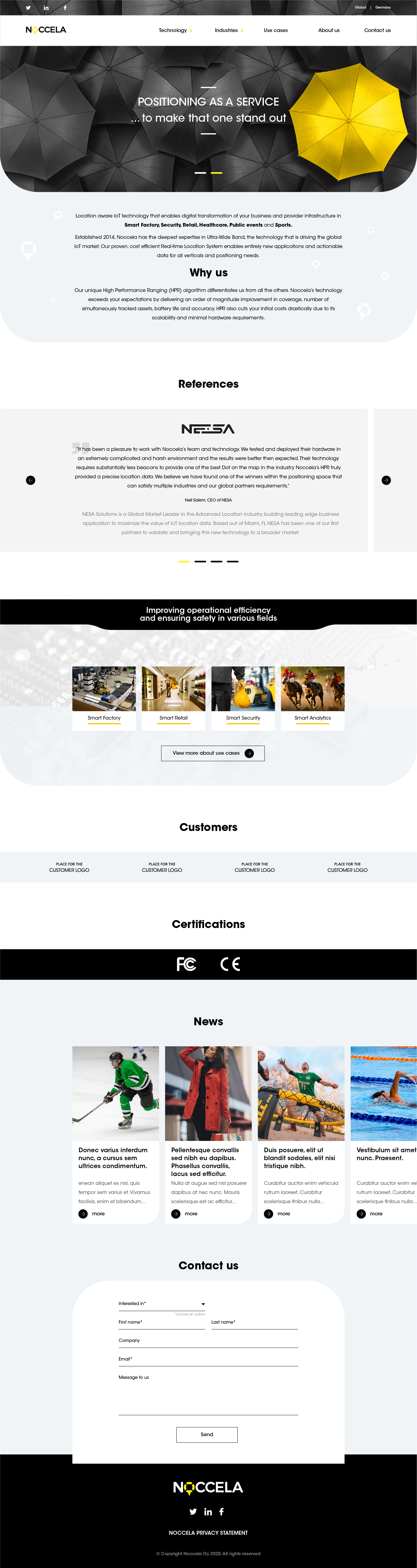 Homepage-Layout mit oberer Navigation, Slidern und animierten Hintergründen