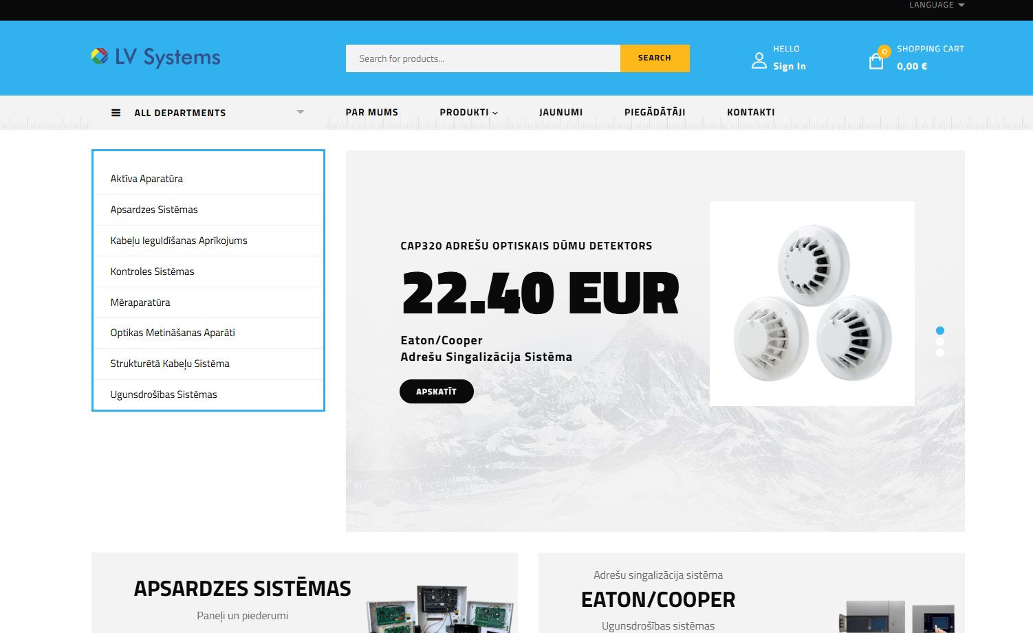 Startseite mit Kategorieseitenleiste und Produkt-Highlights