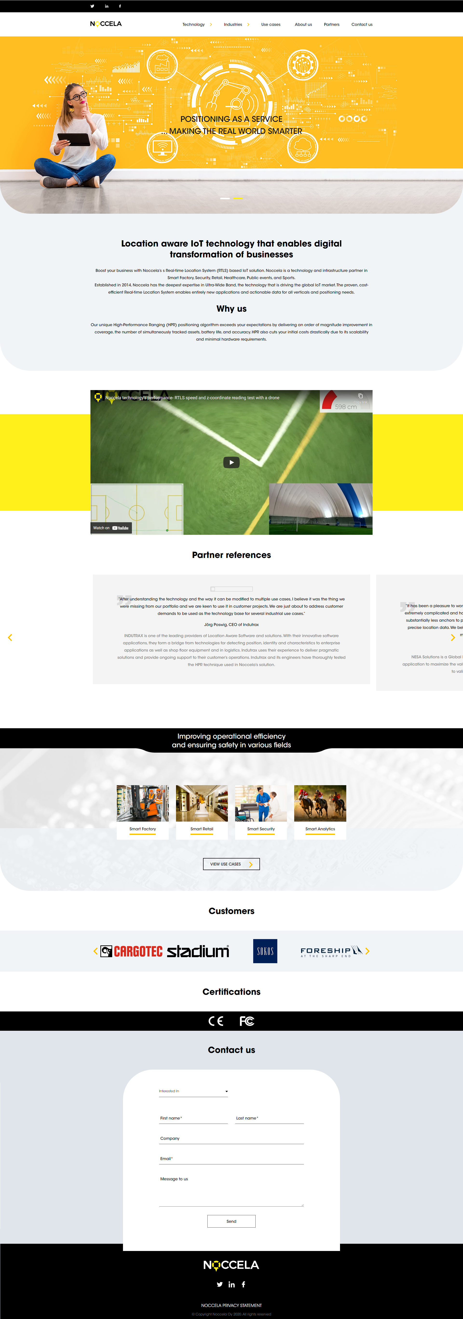Homepage der WordPress-Landingpage mit animierten Grafiken und Partnerreferenzen