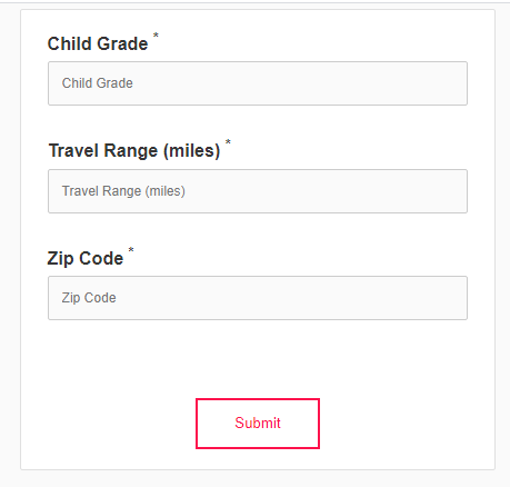 Benutzerdefiniertes Frontend-Formular-Eingabefeld zur Erfassung der Klassenstufe des Kindes, Teil des SquareSpace-eingebetteten Formulars.